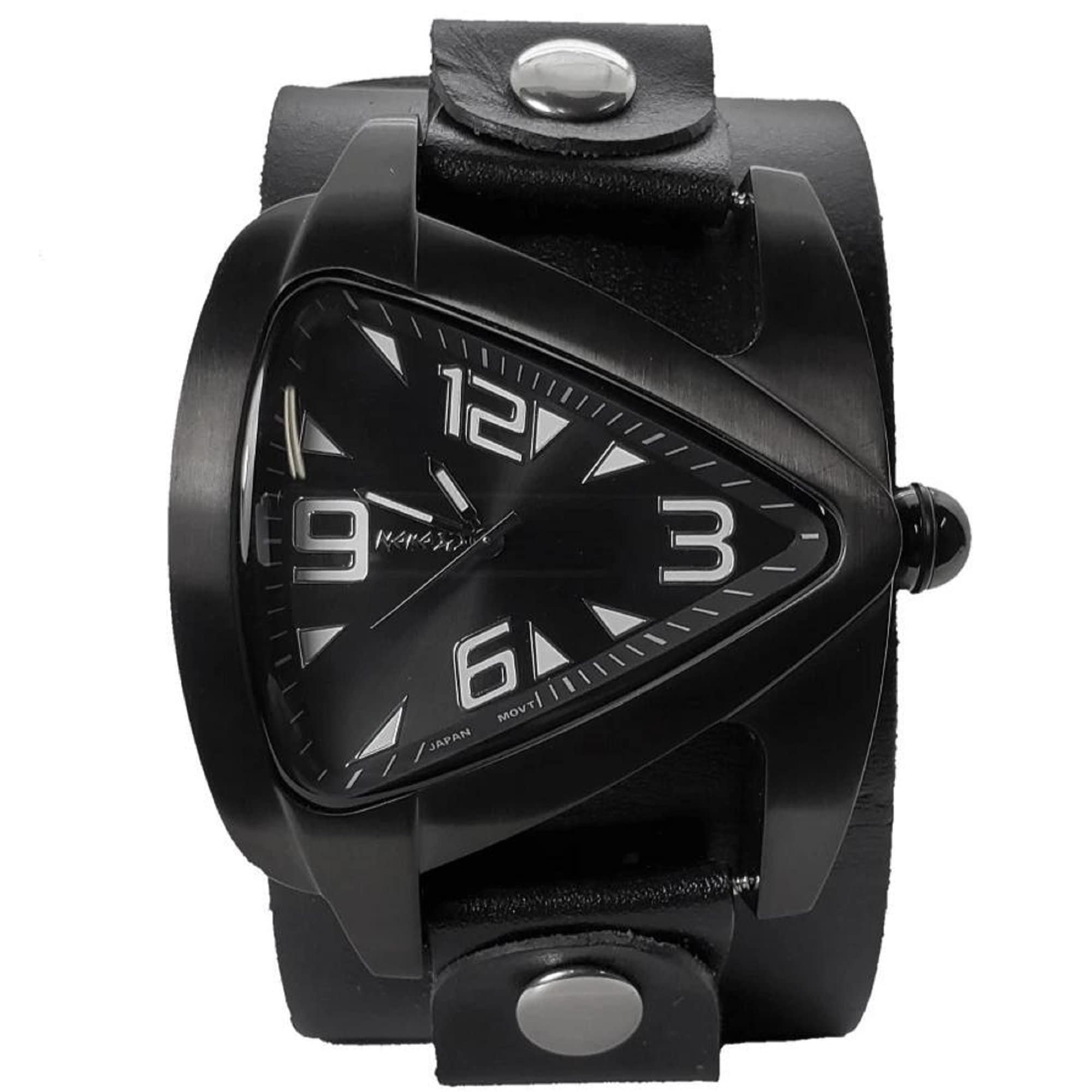 Oversized Black Triangle Watch, XL Leather Cuff Band - Etsy