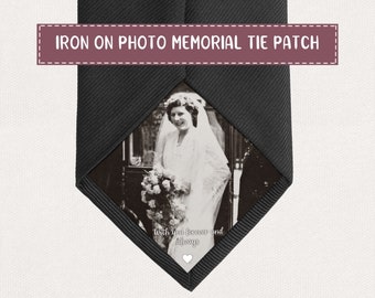 Personalised Photo Tie Patch | In Loving Memory of | Funeral Keepsake | Iron On Patch