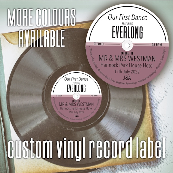 Custom vinyl record label | Wedding Sticker | welcome to our | guest book | Our Song | Music Gift