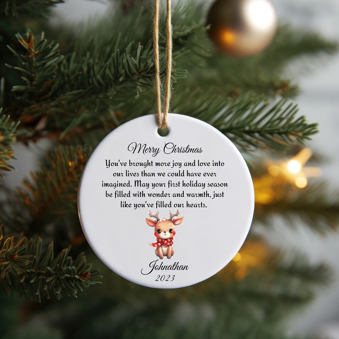 Personalized Baby's First Christmas Tree Ornament Round Etsy