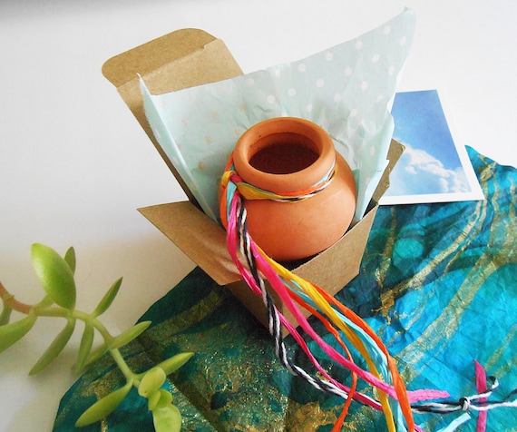 Vintage Earth-Friendly Terracotta Pot | Handcrafted Pueblo Style, Mini Plant Pot Decor (3/8" High)