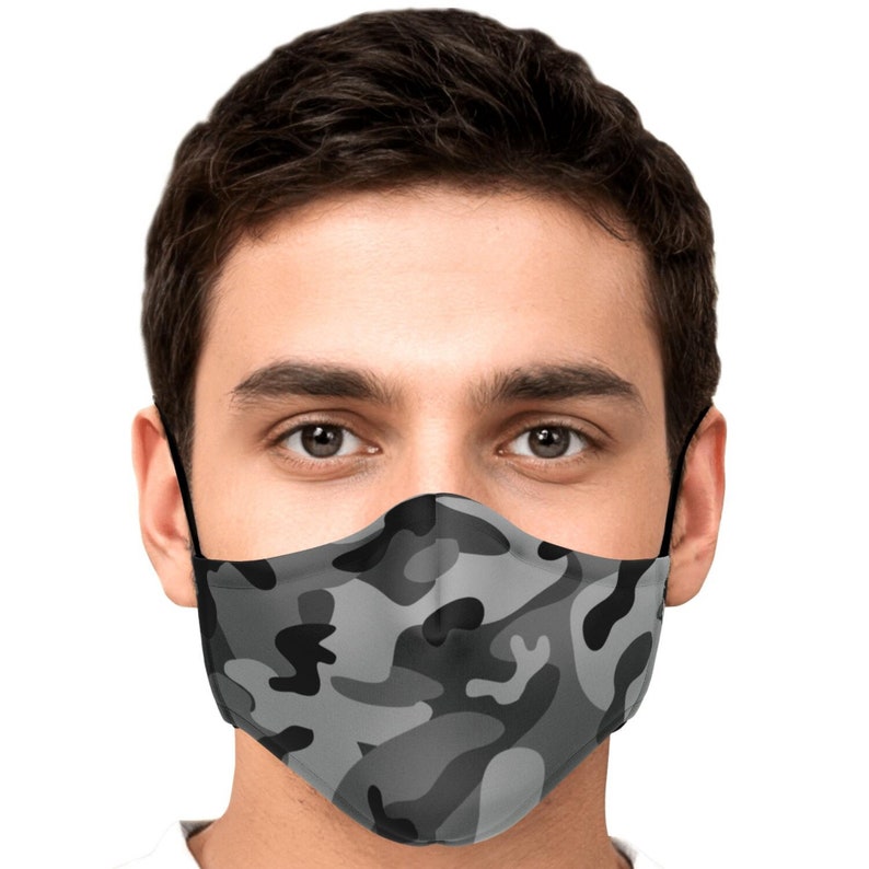 Army Camo Grey Camouflage Face Mask with Filter Pocket FREE Etsy