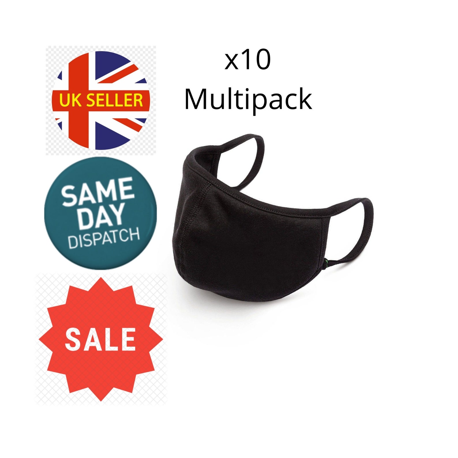 Black Face Mask Pack of 10 Reusable Washable Breathable Cover Etsy Sweden