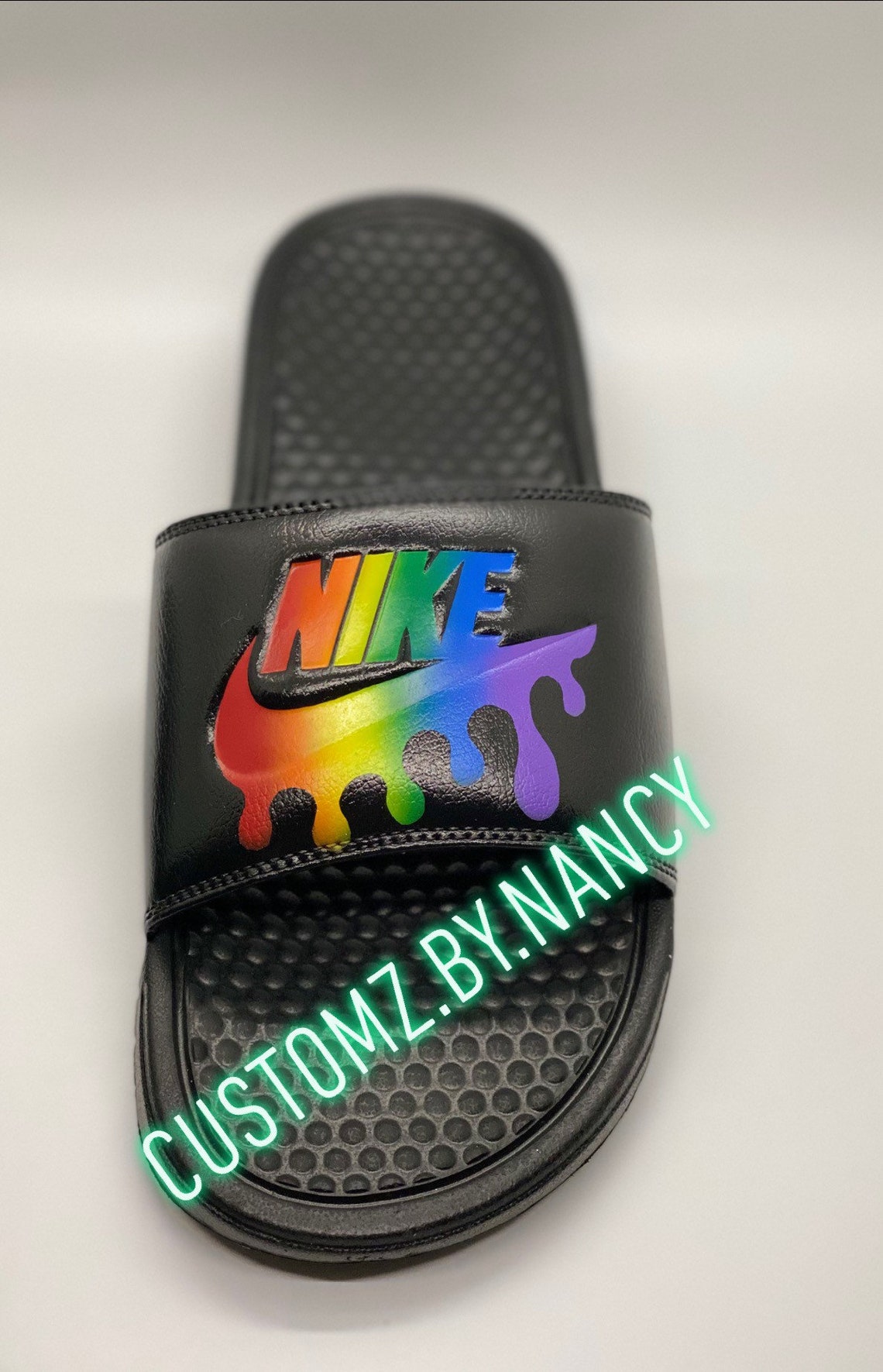 rainbow nike slides womens