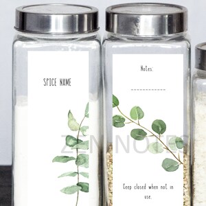 Digitaler Download|Minimalistische Etiketten|Hochzeitsgeschenk|Gewürzetikett|Küchenorganisation|Etiketten drucken|AVery|PNG und PDF| Eukalyptusdesign und Label