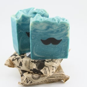 Gents Men&#39;s Artisan Soap Bar, Gift For Him, Mustache Soap, Small Batch Handmade Soap