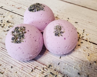 Lavender Essential Oil Bath Bomb 3 Pack Gift Set, Detoxifying, Epsom Salt Bath Bomb