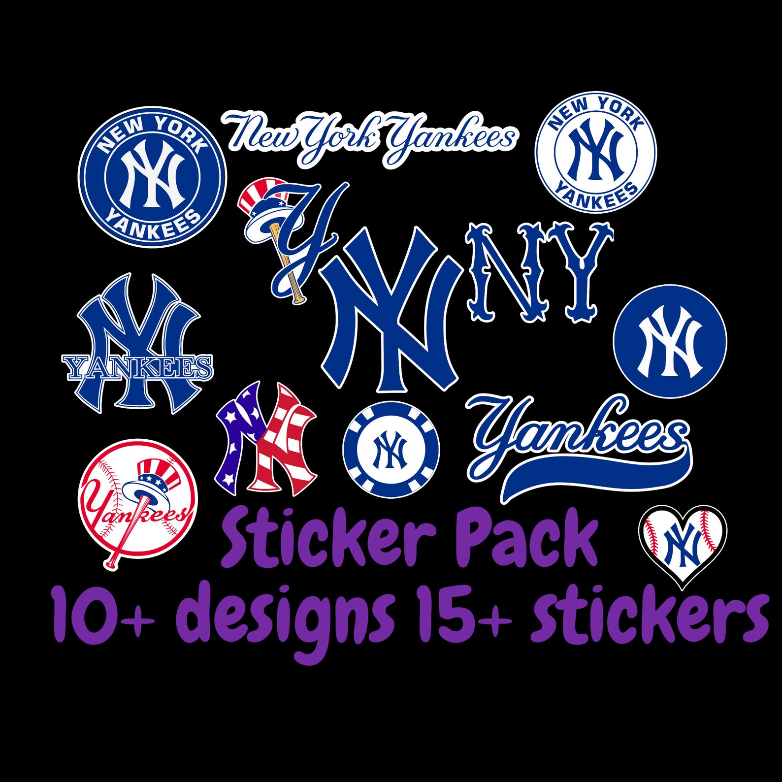 New York Yankees Sticker Pack Hydroflask decal Laptop Decal Etsy