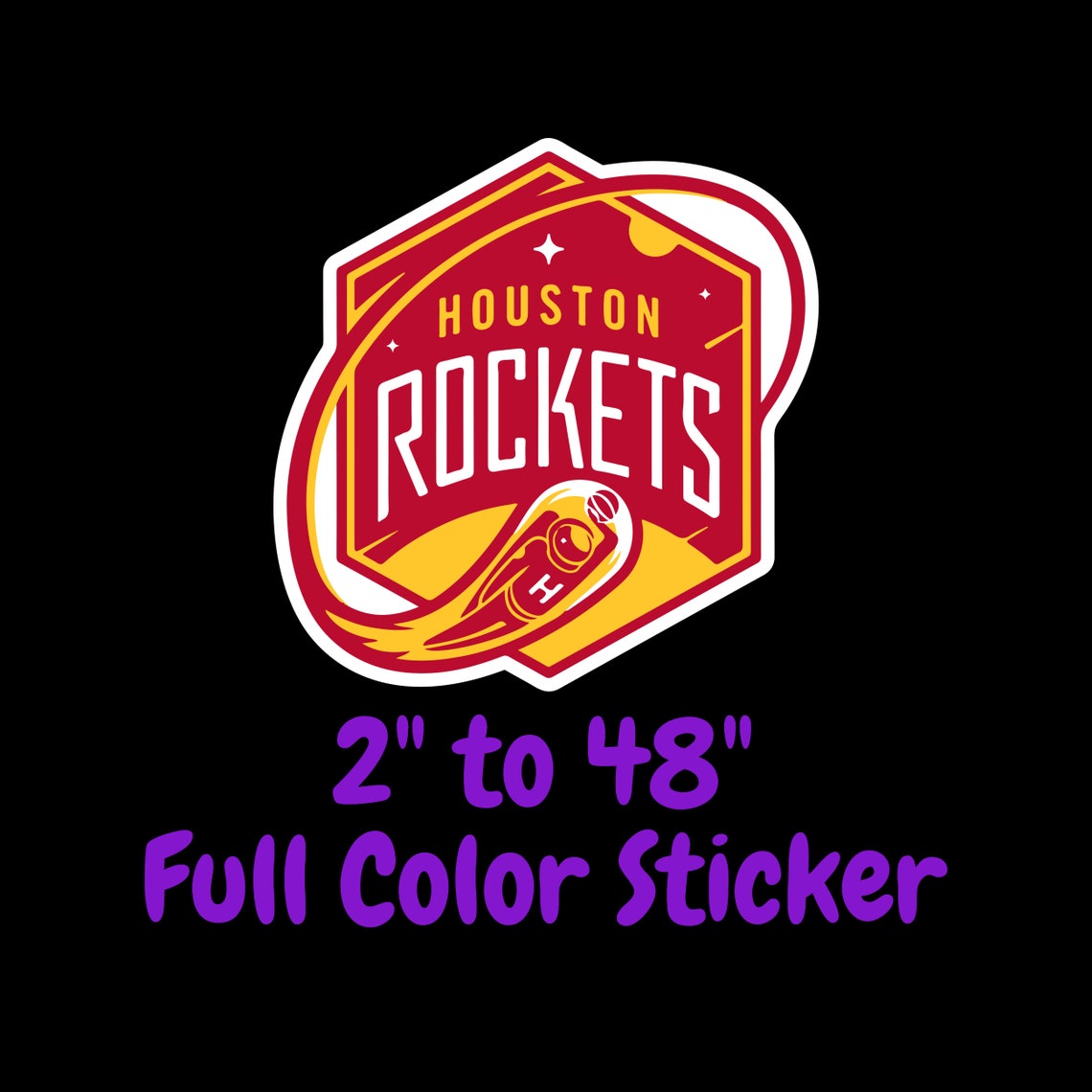 Houston Rockets Full Color Vinyl Sticker Hydroflask Decal Etsy