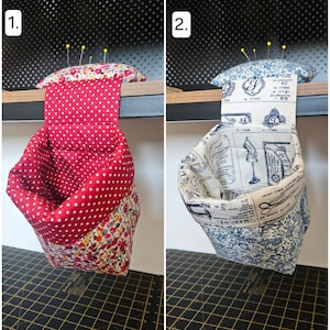 Thread Bin and Pin Cushion / Thread Catcher/ Pin Cushion/ Quilted Thread Catcher/ Thread Basket/Hanging Thread Bin/ Pin Cushion Weight immagine 2