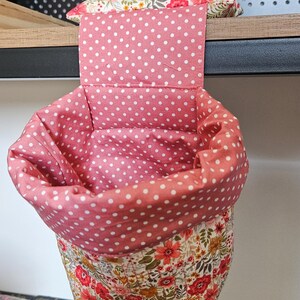 Thread Bin and Pin Cushion / Thread Catcher/ Pin Cushion/ Quilted Thread Catcher/ Thread Basket/Hanging Thread Bin/ Pin Cushion Weight 7. Ivory Pink Wild