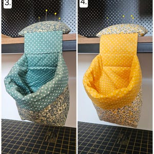 Thread Bin and Pin Cushion / Thread Catcher/ Pin Cushion/ Quilted Thread Catcher/ Thread Basket/Hanging Thread Bin/ Pin Cushion Weight immagine 3