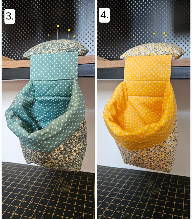 Thread Bin and Pin Cushion / Thread Catcher/ Pin Cushion/ Quilted Thread Catcher/ Thread Basket/Hanging Thread Bin/ Pin Cushion Weight immagine 3