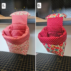 Thread Bin and Pin Cushion / Thread Catcher/ Pin Cushion/ Quilted Thread Catcher/ Thread Basket/Hanging Thread Bin/ Pin Cushion Weight immagine 4