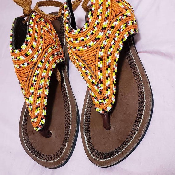Sandals Maasai Sandals African Sandals Beaded Sandals Leather