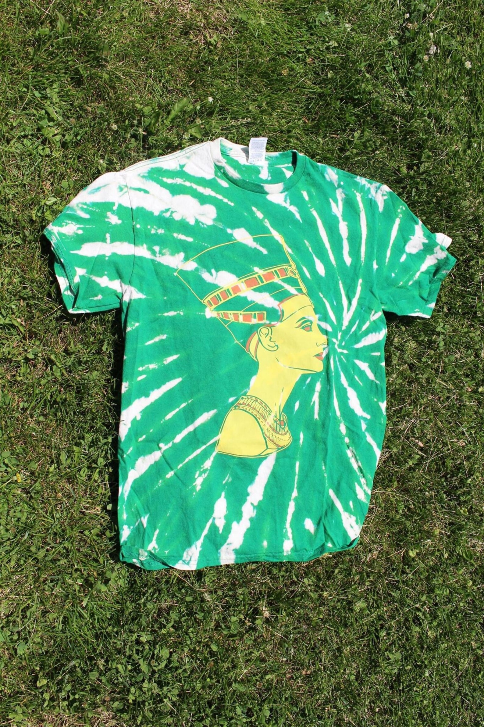 Bleach Dyed Green Tshirt Etsy