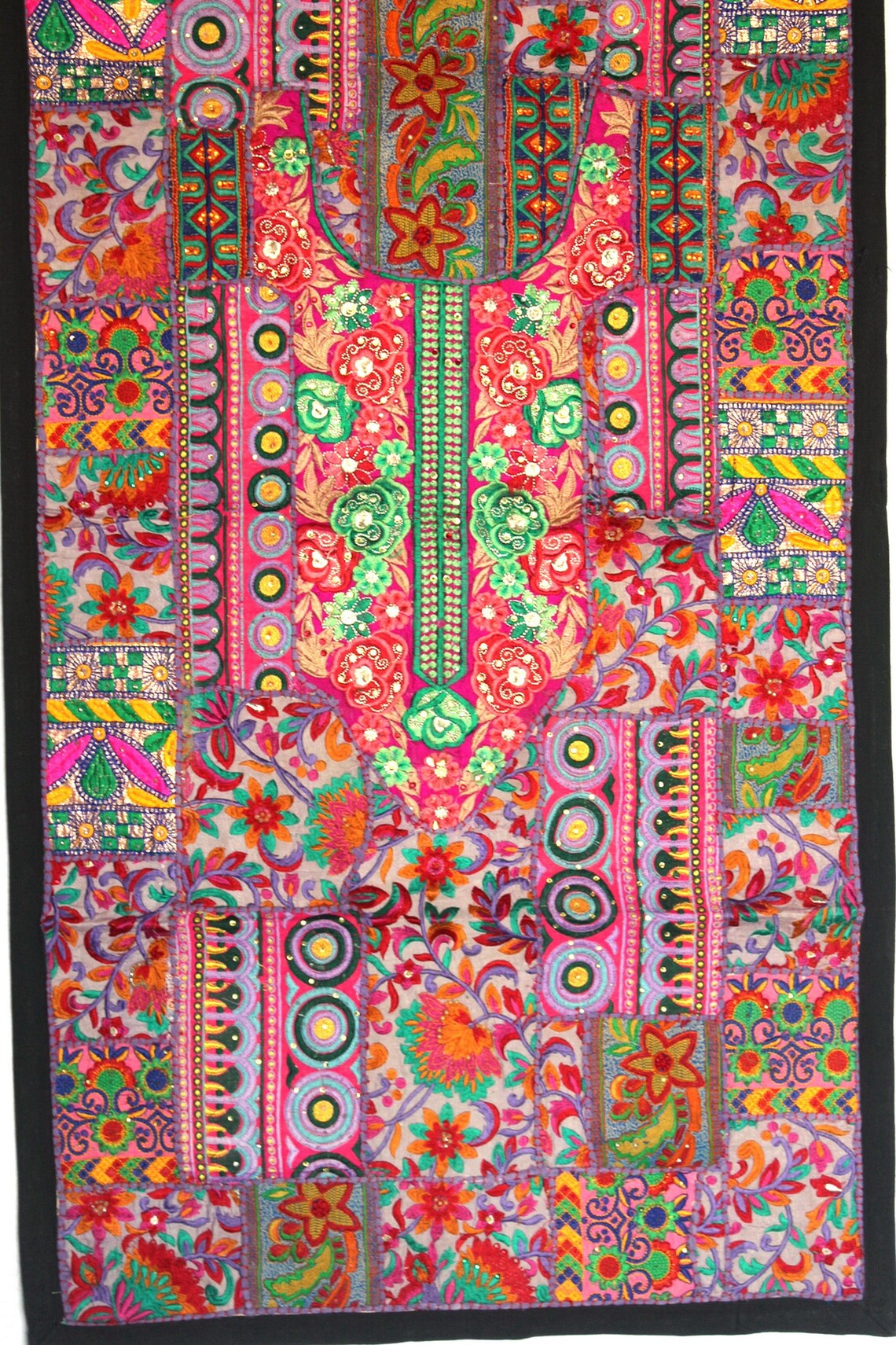 Vintage Tapestry Embroidery Indian Handmade Patchwork Cotton Etsy