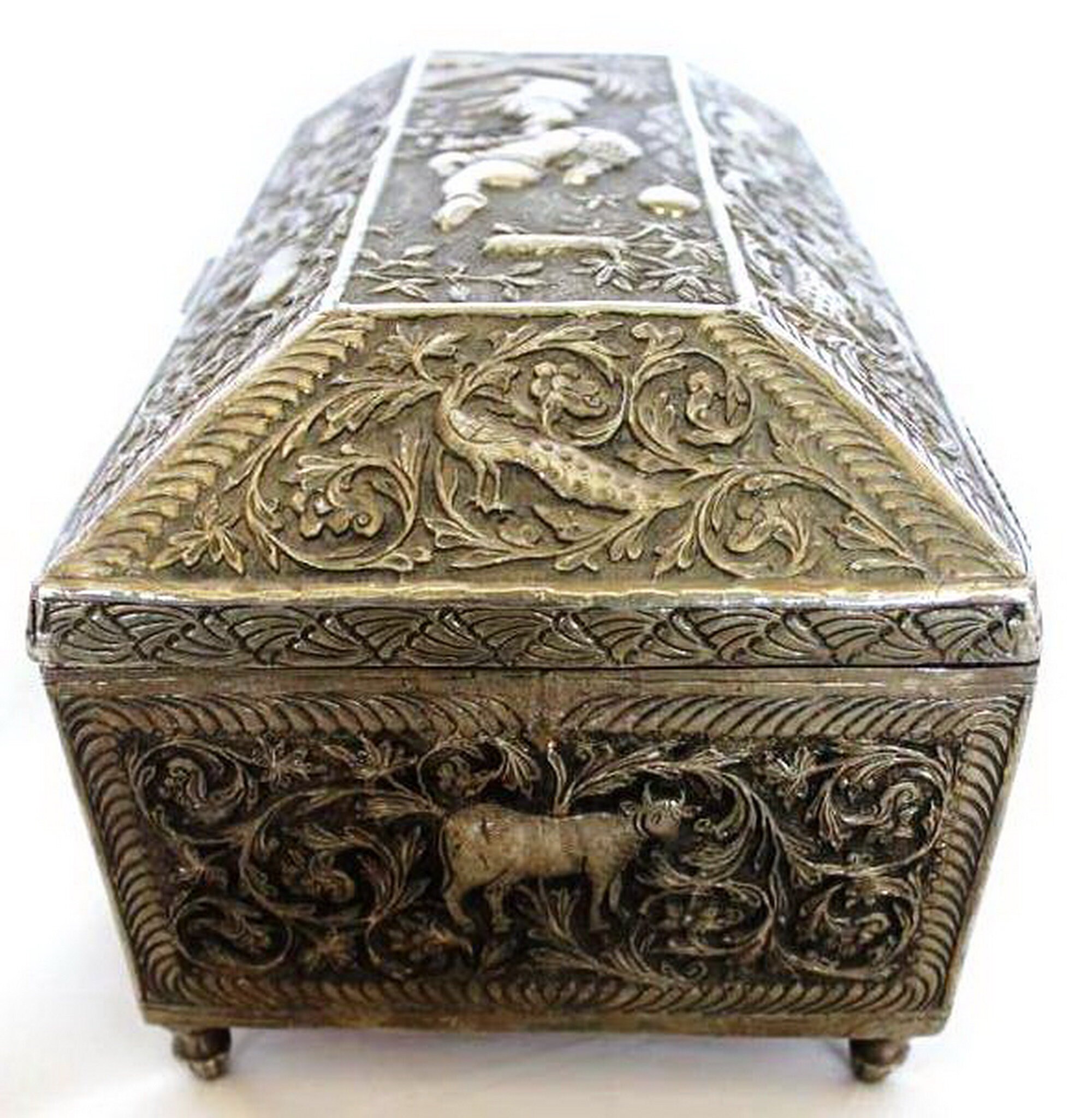 Vintage White Metal Jewellery Box / Trinket Box Etsy