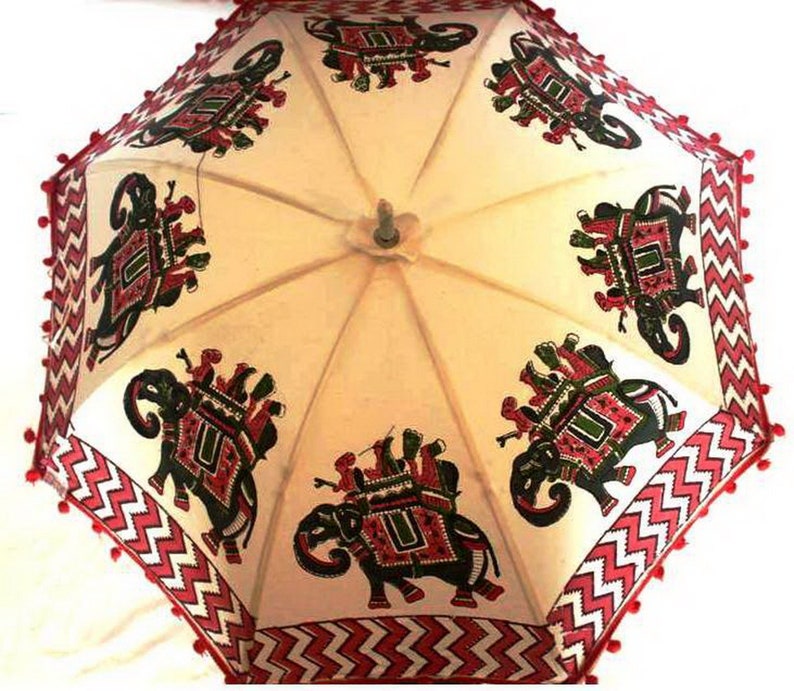 Indian Handmade Garden Parasol Block Printed Outdoor Patio Umbrella