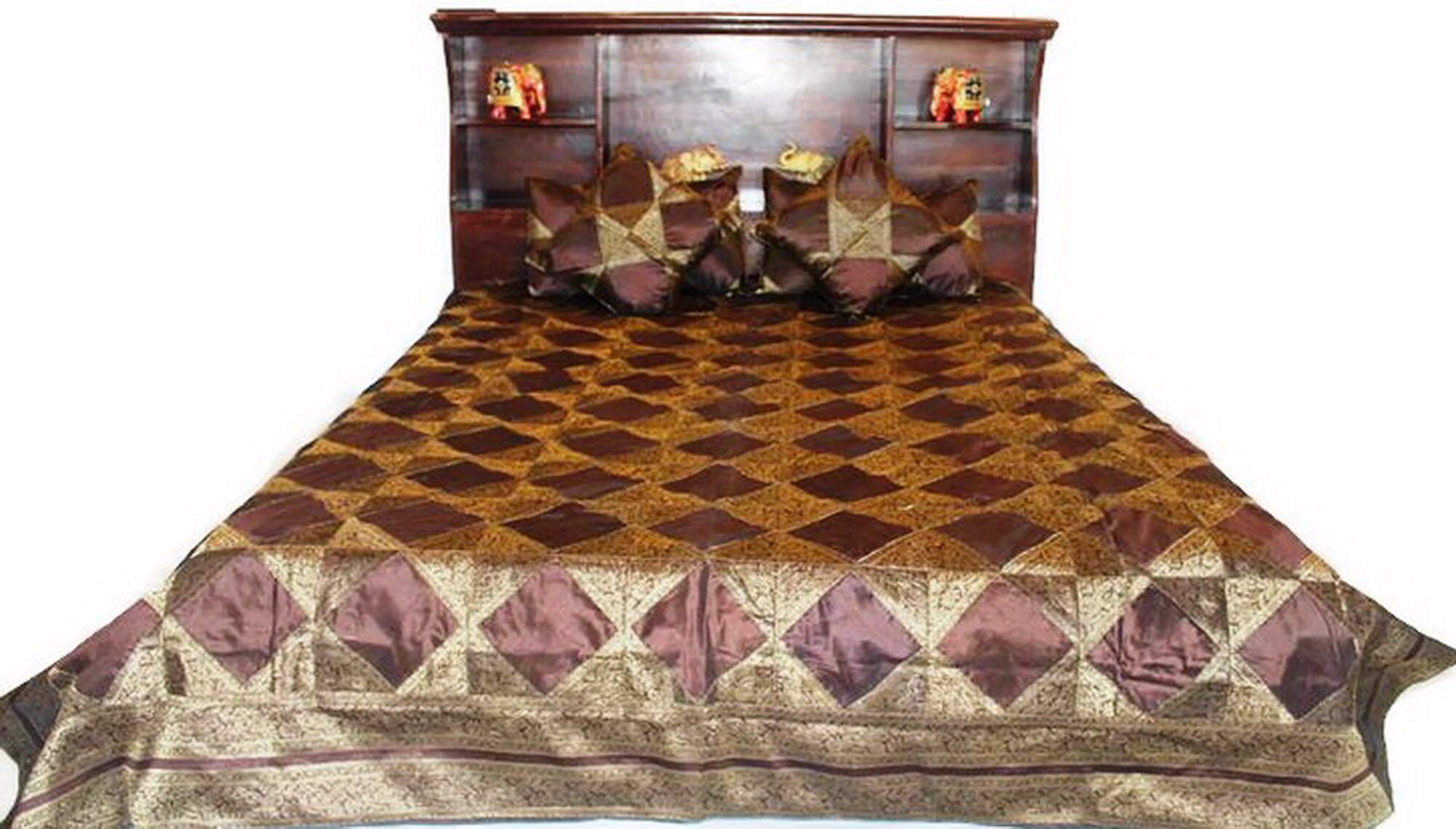 Details about Indian Bedspread Silk Brrocade Floral Pillow case Flat Bed Cover Details about Indian Bedspread Silk Brrocade Floral Pillow case Flat Bed Cover