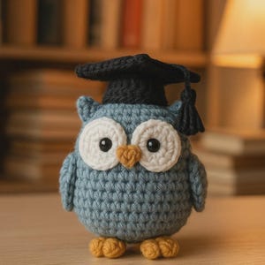 Crochet Graduation Owl – Handmade Amigurumi Plushie Gift for Back to School or College Grad