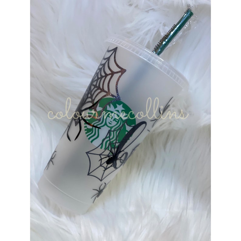 Halloween Starbucks Tumbler / Spiders Tumbler / Happy Halloween Reusable Tumbler / Starbucks Tumbler / Reausable Halloween Cold Cup image 1