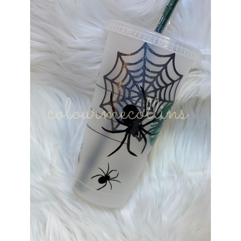 Halloween Starbucks Tumbler / Spiders Tumbler / Happy Halloween Reusable Tumbler / Starbucks Tumbler / Reausable Halloween Cold Cup image 3