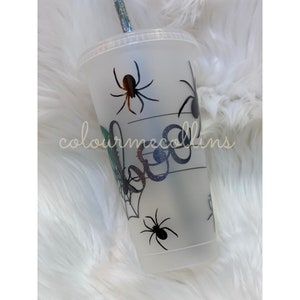 Halloween Starbucks Tumbler / Spiders Tumbler / Happy Halloween Reusable Tumbler / Starbucks Tumbler / Reausable Halloween Cold Cup image 2