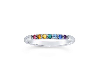 Rainbow Stacking Ring, Silver Rainbow Ring, Stacking Rings, Rainbow Jewelry, Rainbow Gift