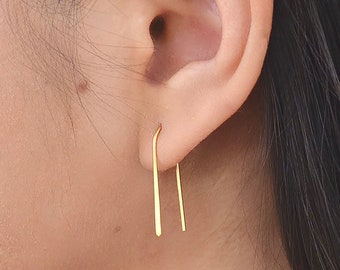 Gold Arc Earrings, Ear Wire Earrings, Wire Earrings, Gold Arc Earrings, Wire Face Earrings