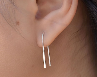 Silver Arc Earrings, Ear Wire Earrings, Simple Arc Earrings, Gold Arc Earrings, Wire Wrapped Earrings
