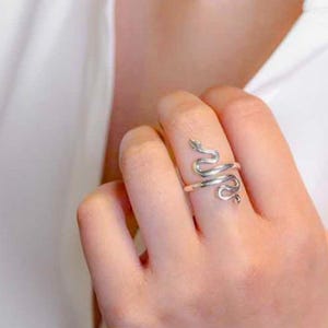 Sterling Silver Adjustable Snake Ring, Snake Ring, Snake Jewelry, Serpent Ring