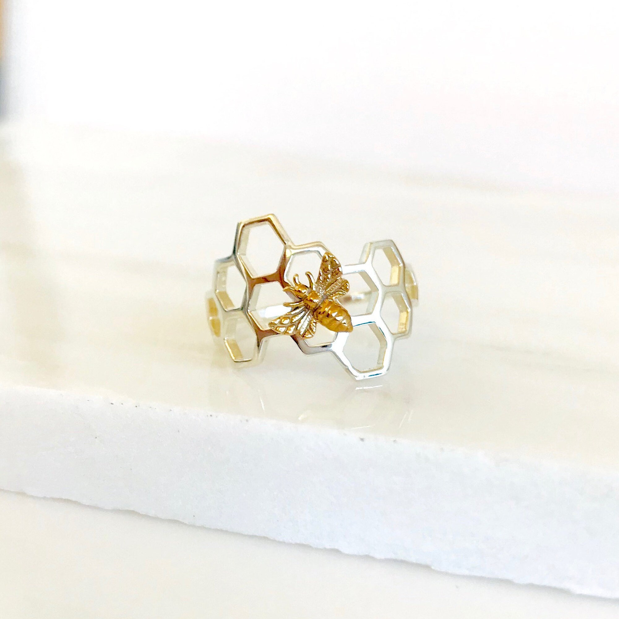 Bee Ring Honeycomb Ring Bee Keeper Ring 