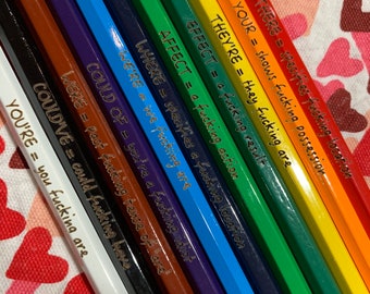 Fucking Colored Pencils Grammar Edition, pencil gift set, grammar pencils
