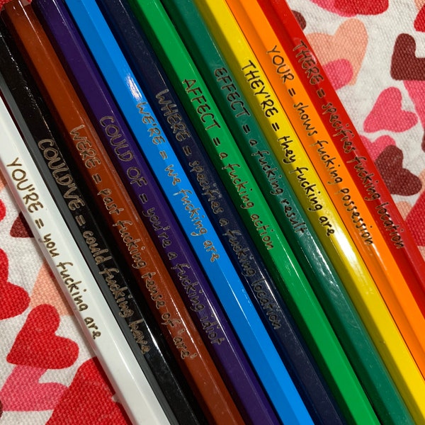 Fucking Colored Pencils Grammar Edition, pencil gift set, grammar pencils