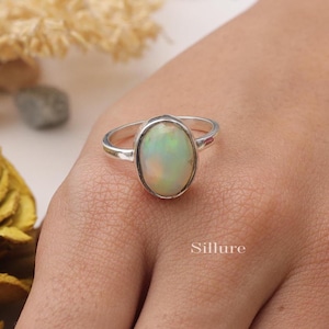 Natural Ethiopian Opal Ring - 925 Solid Sterling Silver Ring - October Birthstone - Handmade Ring - Gemstone Ring - Women Silver Jewellery