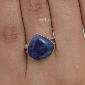 Dumortierite Quartz Ring - 925 Sterling Silver Ring - April Birthstone - Handmade Gemstone Ring - Quartz Silver Jewelry - Wedding Gift