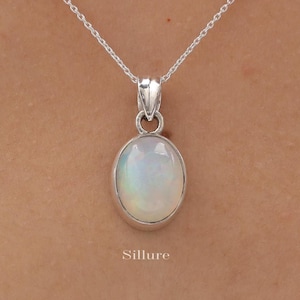 Ethiopian Opal Pendant - 925 Sterling Silver Necklace - Handmade Gemstone Pendant - Pendant With Chain - Opal Jewellery