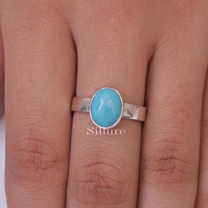 Turquoise Ring - 925 Sterling Silver Ring - December Birthstone Ring - Handmade Gemstone Ring - Minimalist Jewellery - Gift For Her