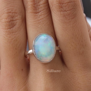 Natural Ethiopian Opal Ring - 925 Sterling Silver Ring - Handmade Gemstone Ring - Boho Jewellery - Birthday Gift For Her