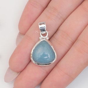 Troilithänge - Halsband i massivt sterlingsilver i 925 - Ädelstenshänge i päron - Handgjorda silversmycken - Present till henne