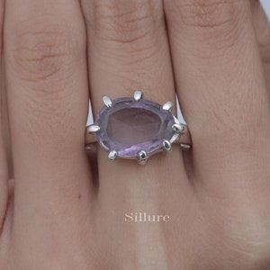 Cut Amethyst Ring - 925 Sterling Silver Ring - February Birthstone Ring - Gemstone Ring - Women Silver Jewellery - Gift For Her