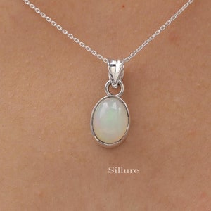 Ethiopian Opal Pendant - 925 Sterling Silver Necklace - Natural Gemstone Pendant - Boho Jewelry - Hippie Necklace - Gift For Her