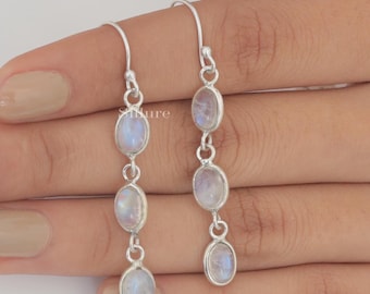 Rainbow Moonstone Earrings - 925 Sterling Silver Earrings - June Birthstone - Handmade Earrings - Natural Gemstone Jewellery - Gift For Her