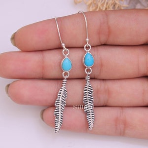 Arizona Turquoise Earrings - 925 Sterling Silver Earrings - December Birthstone Earrings - Handmade Gemstone Earrings - Turquoise Jewellery