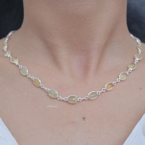 Ethiopian Opal Necklace - 925 Sterling Silver Necklace - October Birthstone Necklace - Opal Silver Jewellery - Birthday Gift For Her