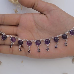 Amethyst & Garnet Necklace - 925 Sterling Silver Necklace - Handmade Gemstone Necklace - Bohemian Jewellery - Birthday Gift For Her
