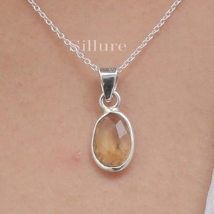 Cut Citrine Pendant - 925 Sterling Silver Pendant - Faceted Gemstone - Handmade Necklace - Boho Jewellery - Anniversary Gift For Wife