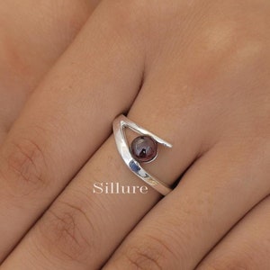 Natural Garnet Ring - 925 Solid Sterling Silver Ring - January Birthstone - Handmade Ring - Natural Gemstone Ring - Round Shaped Jewellery