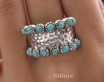 Turquoise ring Arizona - 925 sterlingzilveren ring - statementring - handgemaakte ring - edelsteenring - turquoise sieraden - cadeau voor haar